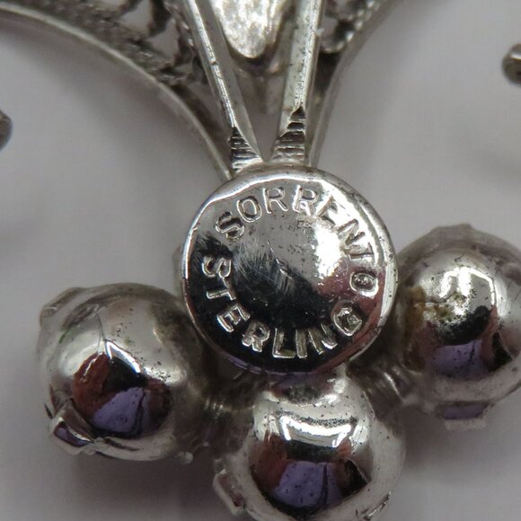 Sorrento Sterling Silver Rhinestone Filigree Floral Necklace - Picture 10 of 12